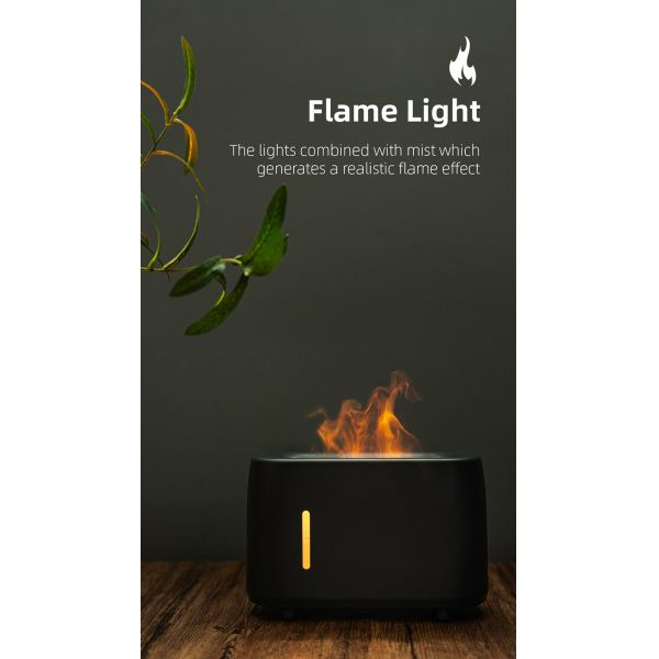 Hot Sale 240ml Ultrasonic Remote Control Household Essential Oil Diffuser with 3D Flame Light Fire Flame Effect Aroma Diffuser