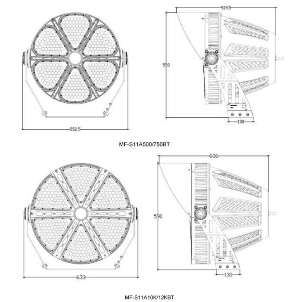 Stade IP66 LED Flood Light avec une puissance élevée 500W-1200W Pour le sport Basketball Champ de football