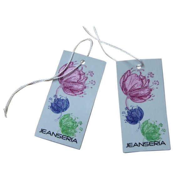 Shining Embossed Touchable Clothing Hang Tags Flower Personalized Silk Screen Printing