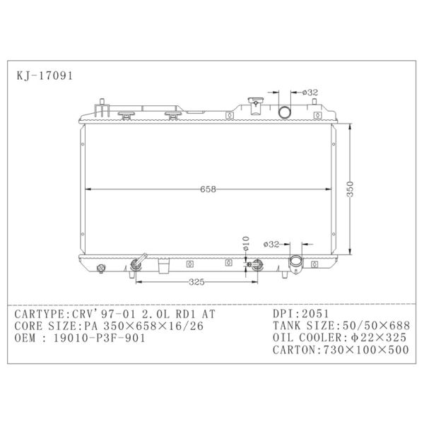 2.0L RD1 AT 1997 , 2001 honda crv radiator , small aluminum radiator auto parts