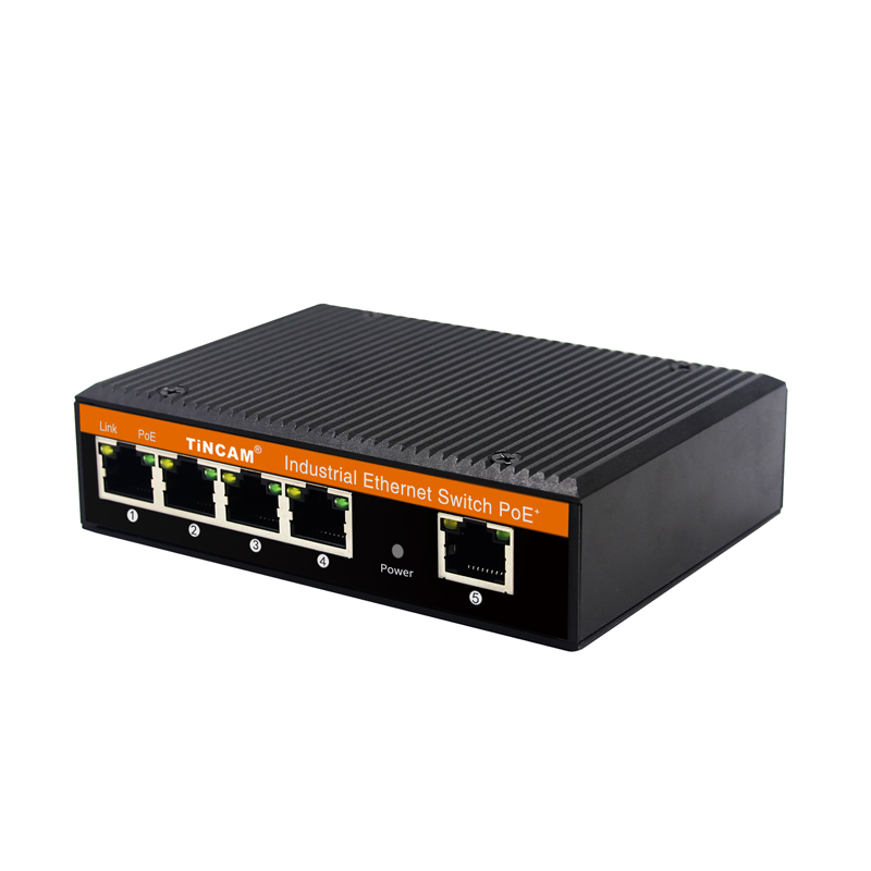 5-Port Industrial Gigabit Ethernet & PoE Switch DIN-Rail, Dual Power DC 12–52V, -40°C to 85°C TBC-GF2505 / TBC-GFP2505