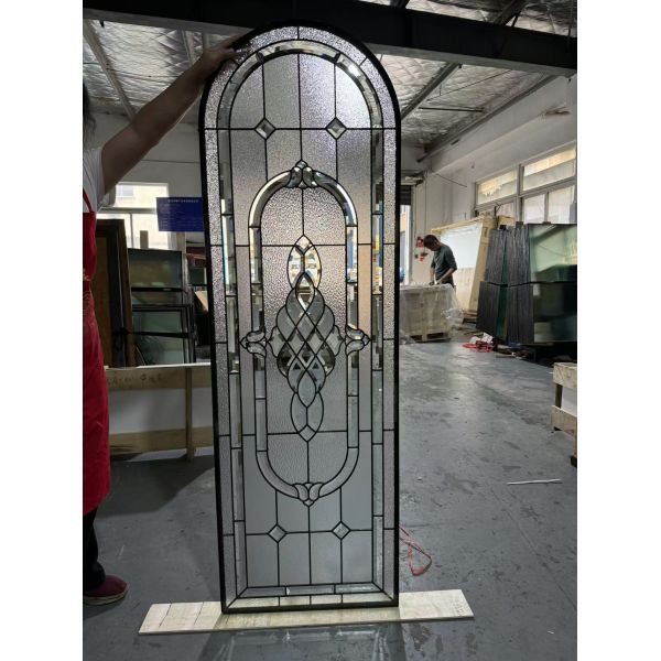 Decorative beveled glass for wood doors  wiht black caming
