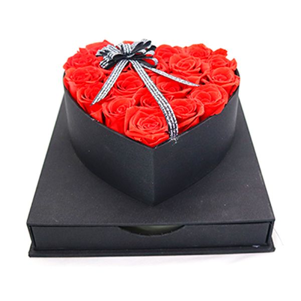 Heart Shaped Fresh Preserved Rose Gift Box For Wedding Decoration