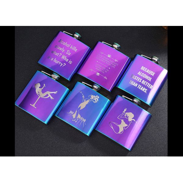 Colorful Stainless Steel Wine Bottle Womens Hip Flask Western Style