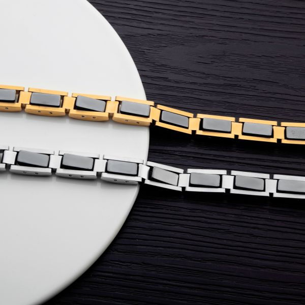 Stylish Gold Plated Japanese and Korean Fashion Titanium Steel Magnet Men's Bracelet