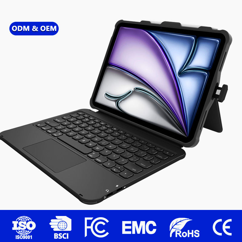 ODM Durable Shock-Absorbing USB-C Keyboard Case for iPad A16 Built-in Trackpad Rugged Protective Cover for North America