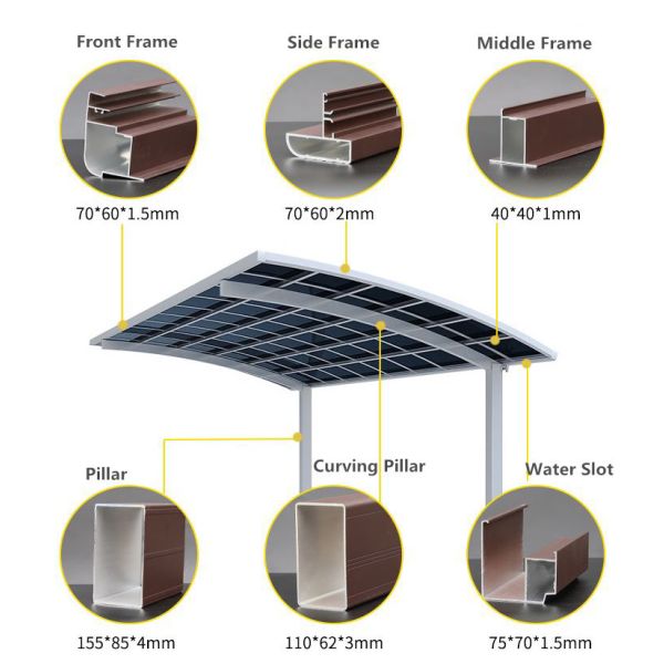 Cantilevered Rain Shed Aluminum Canopy Carport Anodized