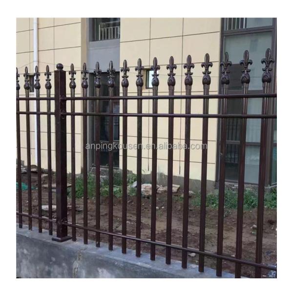 6'x8' Garden Metal Picket Fence Panel with Ornamental Design and 40x40mm Rails