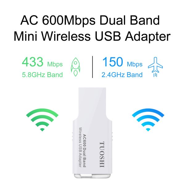 600Mbps донгл Wifi локальных сетей настольного компьютера ПК антенны USB на открытом воздухе WiFi