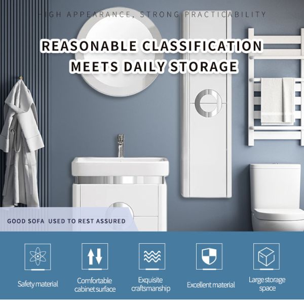 Modern Luxury Wall Mount White Bathroom Vanity Floating Cabinet PVC Bathroom Vanities Cabinets with Sink