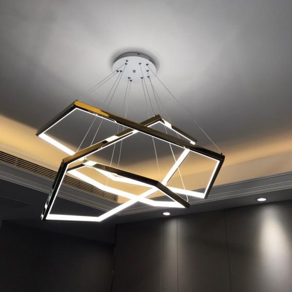 Lâmpadas de teto LED de aço inoxidável eletroplacado acrílico Lâmpadas comerciais modernas E14