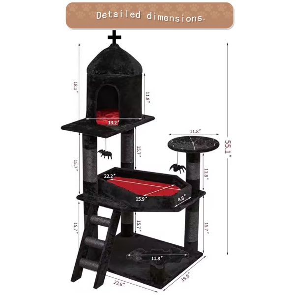 Large Climbing Frame Scratcher Components Cat Tree Suitable for Cats and Small Animals