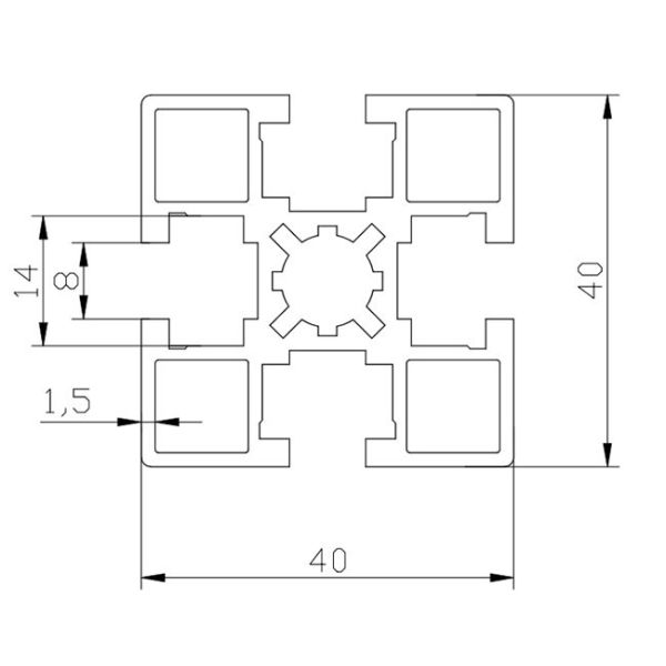 40 * 40 Extruded Aluminum T Slot , Aluminum T Slot Bar European Standard