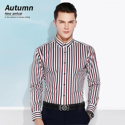 Long Sleeve Custom Men'S Dress Shirts Plaid Blue Flex Collar Fancy Popular Design