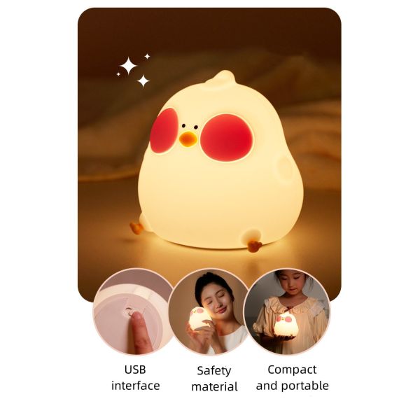 Спальня Мягкий свет Спальная кровать лампа Силиконовый коврик Столовая лампа Мобильный телефон держатель Дети цыпленок Маленький ночной свет
