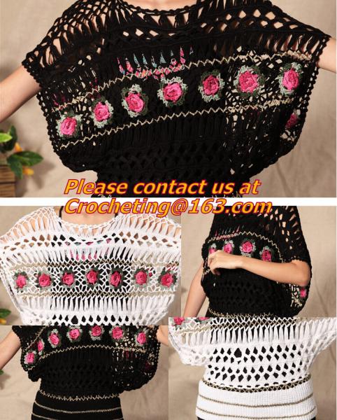 Handmade Crochet Multicolour Three-Dimensional Rose Cutout Knitted Sweater Pull Over Women