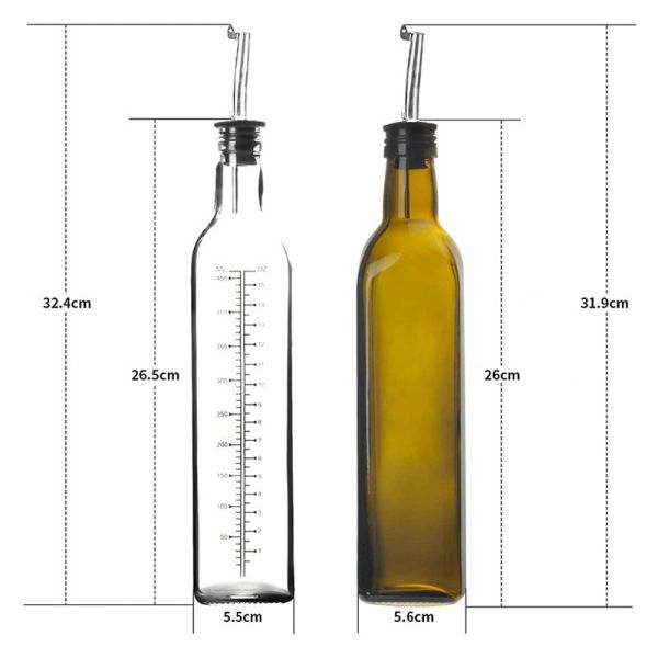 17 oz d'huile d'olive en verre et de vinaigre Cruet avec versants et entonnoir - Carafe d'huile d'olive Décanteur pour cuisine