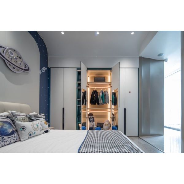 Стильный практичный стальной гардероб Детский гардероб с 150-градусным открытием дверей