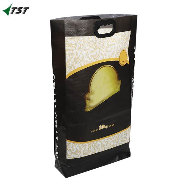  10kg Custom Logo BOPP Laminated Food Grade Flat Bottom  Woven Bag For Rice Packing
