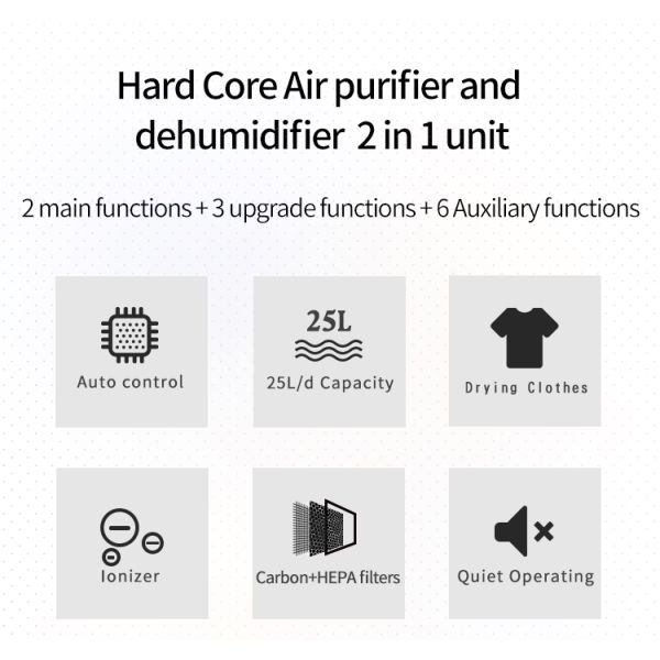 DH-252BH 25L/D Smart Home Desiccant Dehumidifier With Air Purifier for Commercial Needs