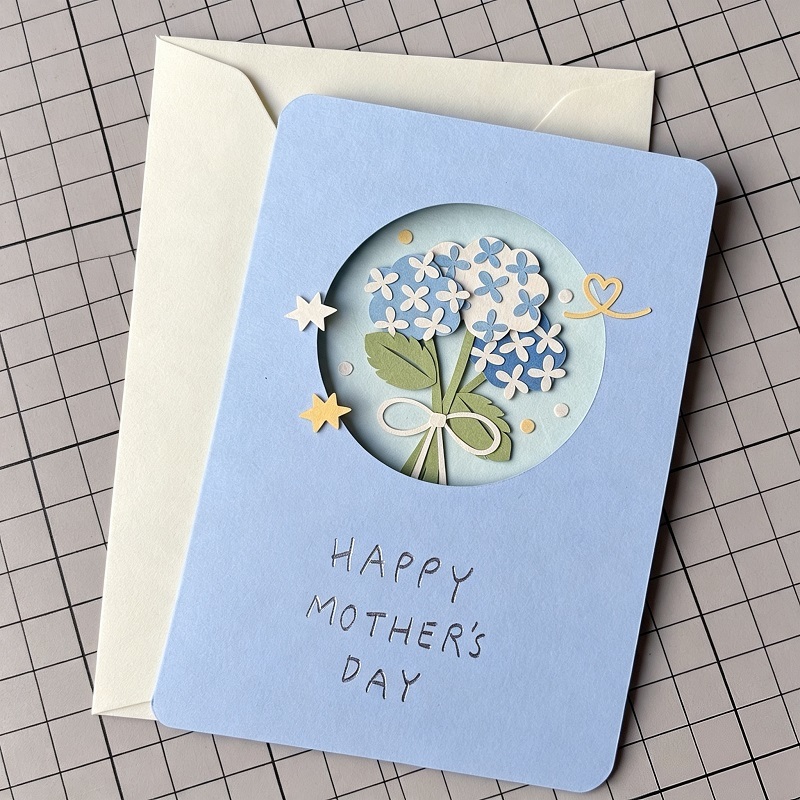 Handmade Layered Paper Flower Greeting Cards With Window Cut-Outs For Holidays