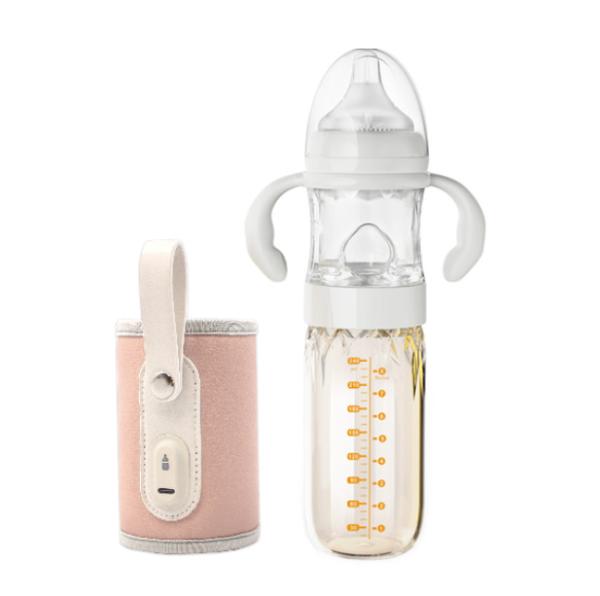 Grupo de alimentação do curso de vidro morno da garrafa de bebê da isolação de USB com a garrafa de bebê bonito do leite nivelado rápido da temperatura do ajuste