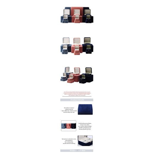 Rectangle Velvet Jewelry Box for Custom Luxury Pattern Necklace and Bracelet Set