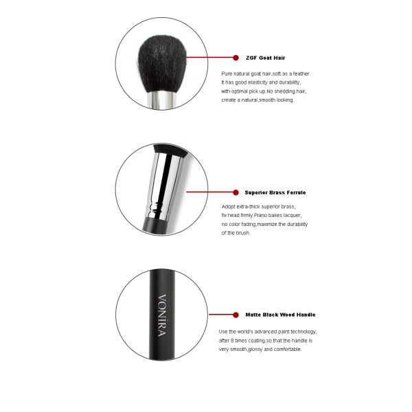 High Quality Professional Powder  Brush With Natural Soft Mountain Goat Hair