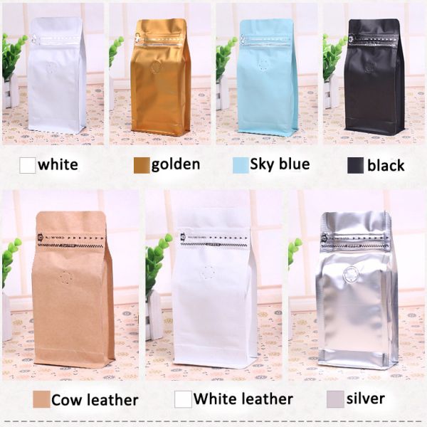 Plastic 1 / 4 Pound Flat Bottom Coffee Bags , Zipper Resealable Coffee Bags