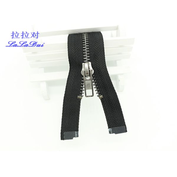 12 Inch Metal Separating Zipper Black Polyester Tape For Trousers / Hometextile /