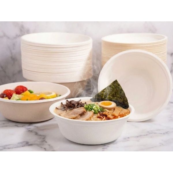 30oz Compostable Bagasse Salad Bowl Heavy Duty For Soup Poke Custom
