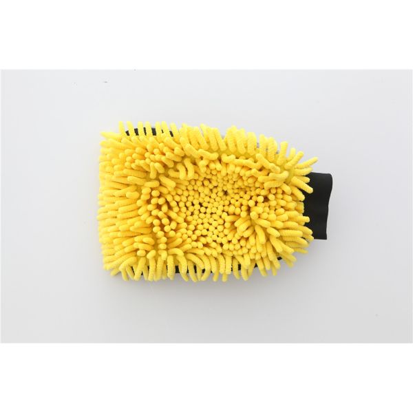 yellow/grey color microfiber plush chenille car cleaning detailing house cleaning wash mitts/gloves