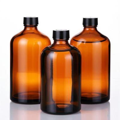 100ml Capacity Amber Cosmetic Bottles with Screw Cap Closure Round Shape