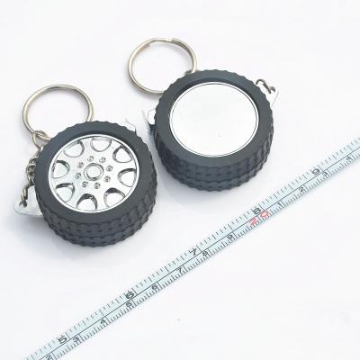 Tire Shaped Casing Mini Steel Tape Measure Keychain Multifunctional