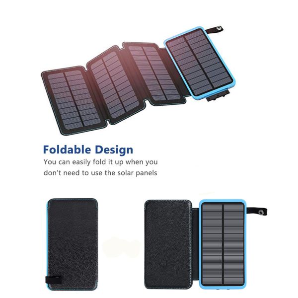 Banco de energía solar a prueba de agua para viajes 20000mah Cargador solar para teléfono móvil