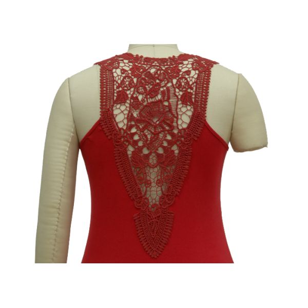 Elegant Royal Red Ladies Tank Tops Lace Camisole Top Viscose Elastane Material