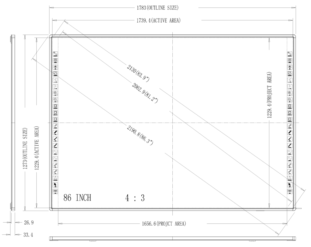 IR Finger Touch Interactive Whiteboard 86inch For Smart Classroom