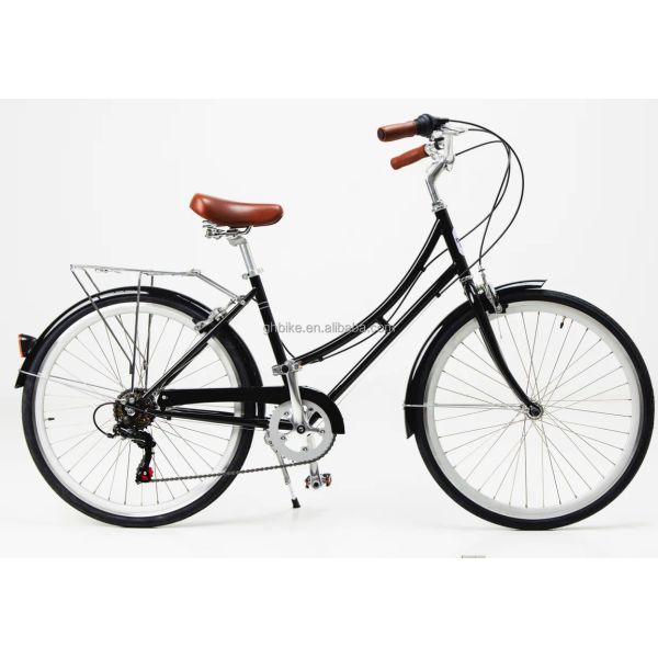 6 Speed Adult Women's Comfort Bike Vintage Lady Fitness City Bicycle with Basket