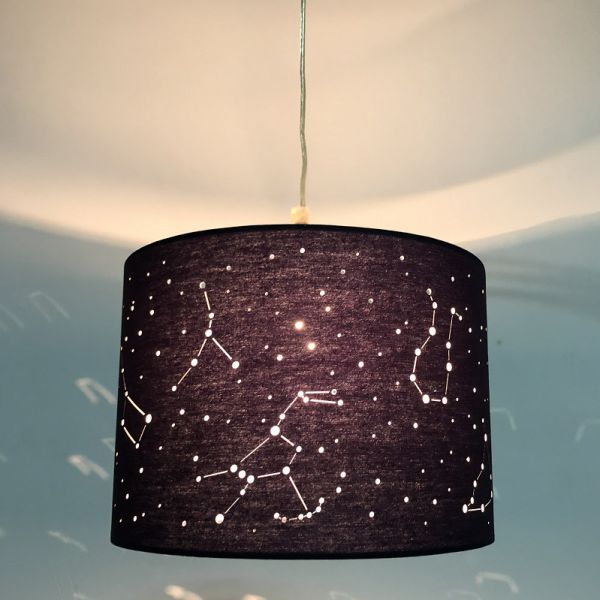 Black Space Cut Out Kids Bedroom Lampshades With Cutouts 3 Layer