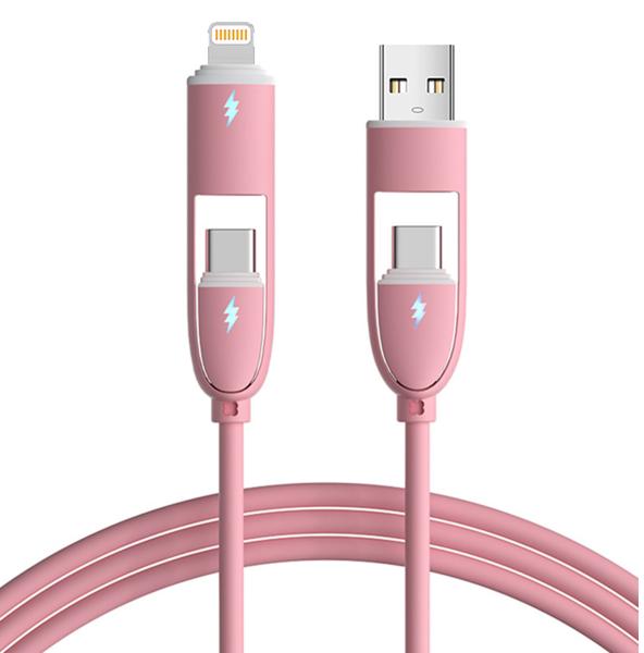 Câble de charge rétractable 2-en-1 Lightning USB-C CC60W/CL27W 3A parfait pour la charge en déplacement