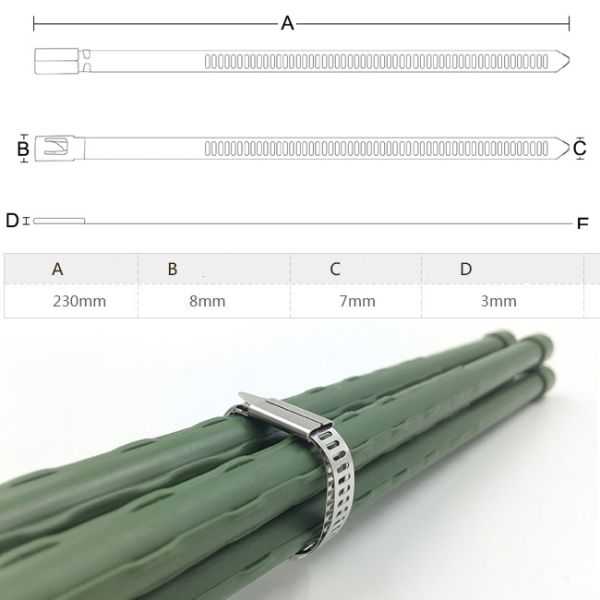 7mm x 200mm Stainless Steel Self-locking Ladder Shape Cable Wire Zip Ties