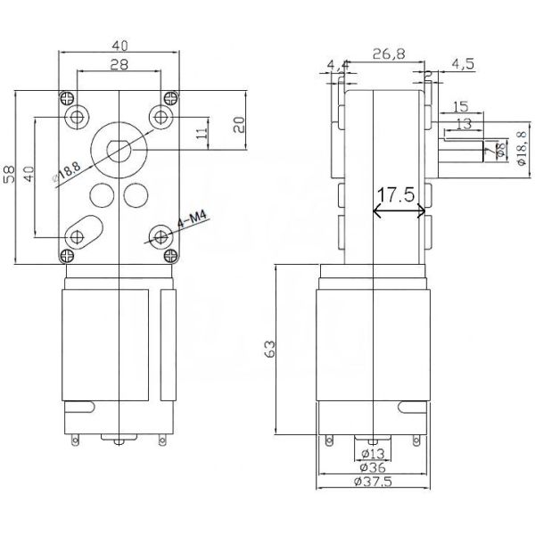 вращающий момент 12V 72RPM 24V 280RPM большой над мотором GM4058-555Shipping и регуляцией шестерни червя DC 5N.M