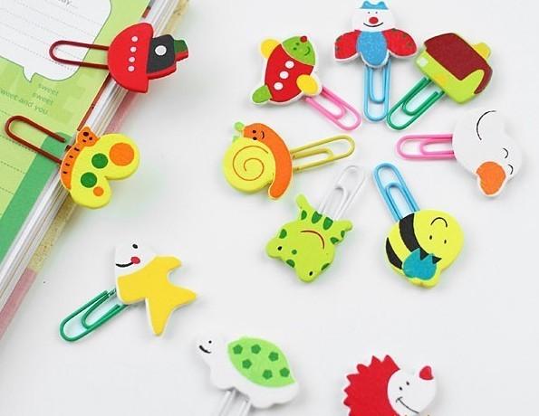 Fashion cute cartoon animals paper clips wooden paper clips