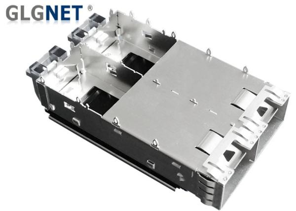 2 Ports SFP+ Cage Connector with Light Pipe  Heat Sink 10G Ethernet Shield Cage