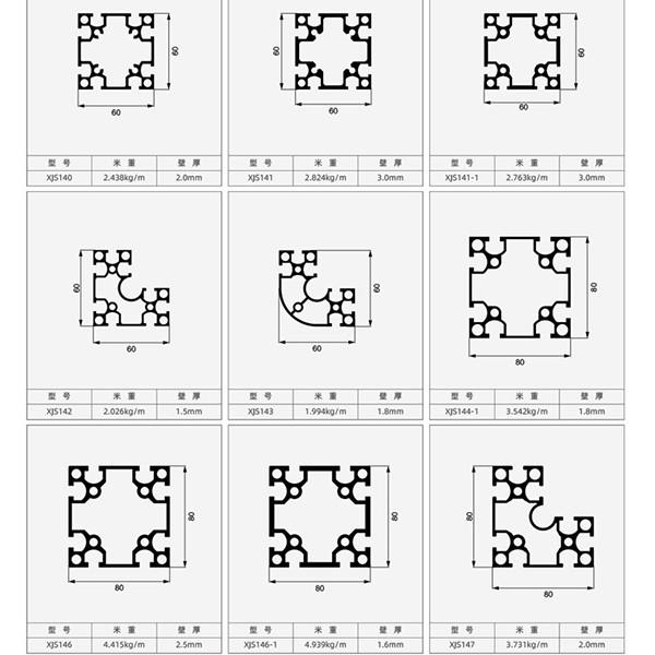 6061 T6 Extruded Aluminum 20x20 30x30 40x40 Aluminium Extrusion