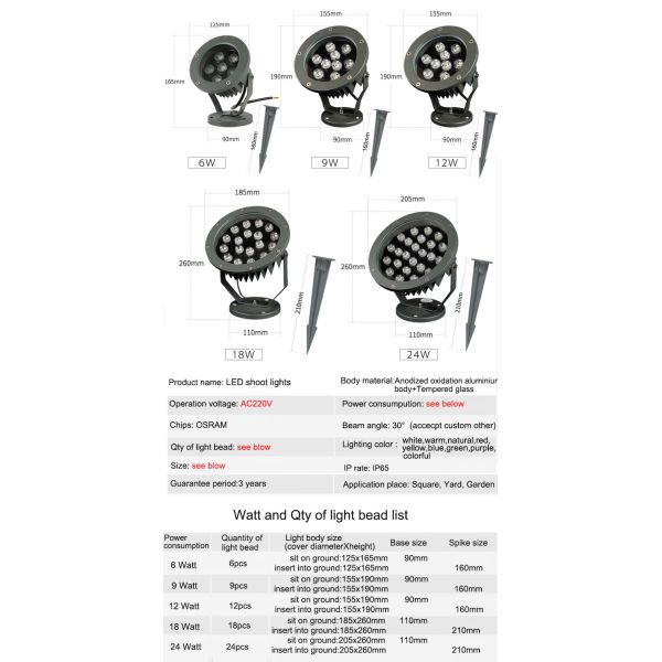 LED Projection Spotlight Waterproof Round Floor Lamp Plug-in Outdoor Lawn Villa Garden Lamps