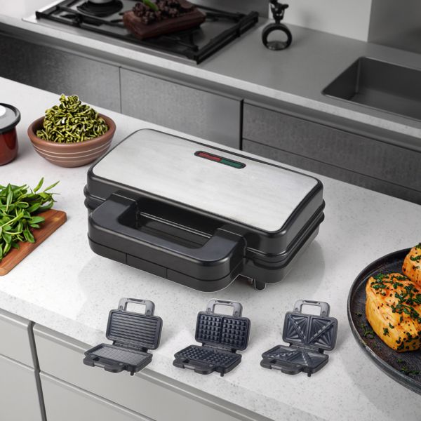 2-Slice Deep Fill Waffle Sandwich Maker Detachable BBQ Grill Non-Stick Coating For Kitchen Cooking Electric Grills Griddles