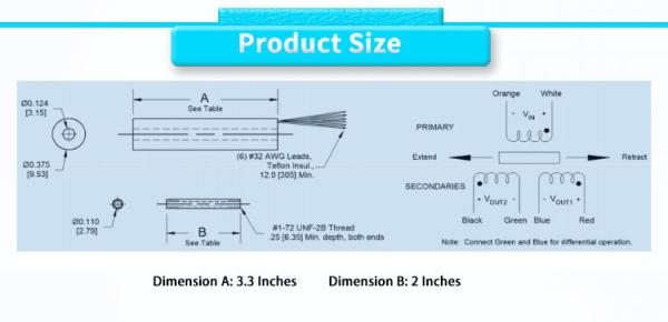 0.375 Inch Diameter UM-375-500 LVDT High Precision Micro Linear Displacement Sensor