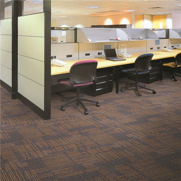 Commercial Cut Pile Nylon Carpet Tile Square Striped Pattern for Office and Hotel Rooms