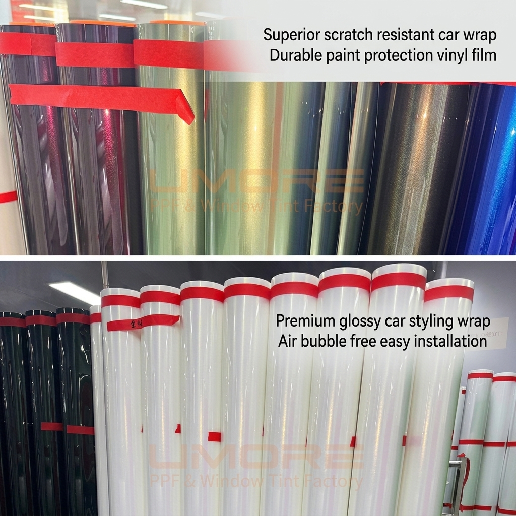 Car Vinyl Wrap Film Glossy PET Fast Delivery Air Bubble Free Color Changing Protection
